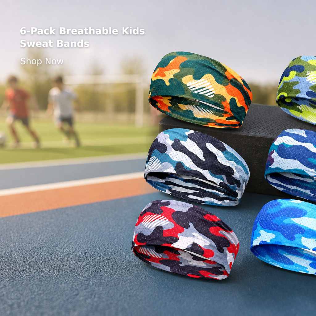 6-Pack Breathable Kids’ Sports Headbands