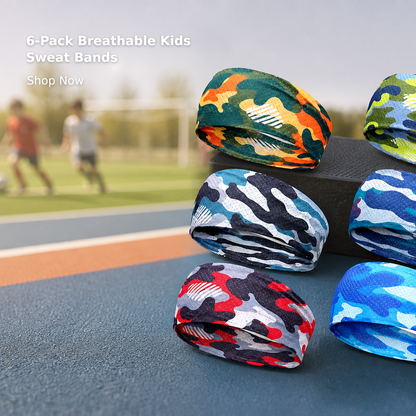 6-Pack Breathable Kids’ Sports Headbands